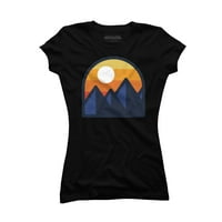 Beauty Sunset Mountain Juniors Черен графичен тройник - Дизайн от хора XL