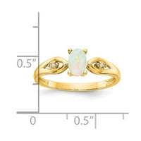 Солиден 14k жълто злато Opal Diamond годежен пръстен размер 8