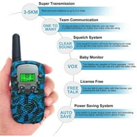 Чифт деца Walkie Talkie ДЪРЖАВЕН ДЪРГОВО РАДИО С БЛАГОВЕЛЕН LCD DISPLAY Children Intercom Toy, Camouflage Blue