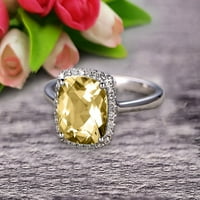1. Каратова възглавница шампанско диамант моасанит годежен пръстен на 10к Бяло Злато ореол