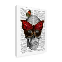 Марка изобразително изкуство 'розова пеперуда маска Череп' платно изкуство от фаб фънки