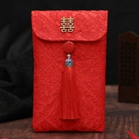 Honrane Red Pocket Envelope Преносим голям капацитет тъкан деликатен бродиран червен плик за сватба