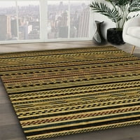 Ahgly Company Indoor Rectangle Abstract Orange Gold Oriental Area Rugs, 6 '9'