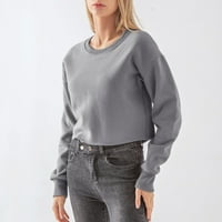 Качулки за жени подрязани суичър с дълги ръкави пуловер на върхове