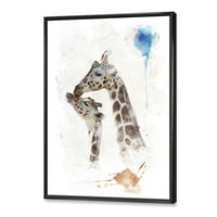 Дизайнарт 'портрет на дете и жираф' Ферма рамка платно стена арт принт