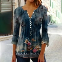 Ризи за копче за жени печат на туника летни върхове облечени ежедневни звънчета vek пролетни блузи блузи