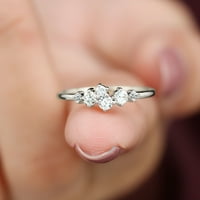 Дамски 0. CT Natural Diamond Promise Ring, кръгъл диамантен минимален пръстен, априлски пръстен за раждане, стерлингово сребро, САЩ 4.50