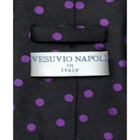 Vesuvio Napoli Teamtie Black W Purple Polka Dots Design Мъжки вратовръзка на врата