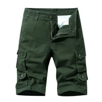 Мъжки товарни панталони товарни къси панталони подходящи товарни панталони джобни бохемски къси панталони цип цип копчета къси панталони Green 32