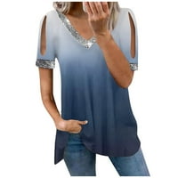 Женските върхове скриват корема туника летни тениски с къс ръкав сладък разцъфтяващ тениска тениска ежедневни облечени блузи за гамаши ekousn