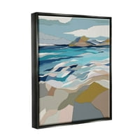Ступел индустрии подвижен плаж вълни Абстрактен Бряг графично изкуство струя черно плаваща рамка платно печат стена изкуство, дизайн от Никита Яривала