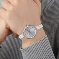 Магазин LC Strada Японско движение Уайт Кристален часовник с бял FAU кожена каишка с размер 6.00-7.50
