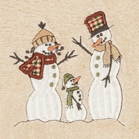 Линум Домашен текстил Коледа сняг семейство бродирани турски Памук кърпа за ръце-комплект от 2