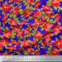 Soimoi Viscose Chiffon Fabric Holly Leaves & Floral Printed Craft Fabric край двора