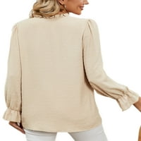 Niuer жени върхове бутон надолу блуза с дълги ръкави ризи разхлабена туника риза v шия кайсия xl