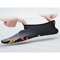 Ymiytan дамски мъжки аква чорапи Бързи сухи водни обувки Slip On Swim Shoe Surf Theakers Lightweight Barefoot Flats Черно бяло сиво 5.5