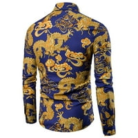 Фесфесфес риза с дълъг ръкав За Мъже Есен Зима ежедневни тънки печатни ризи с дълъг ръкав Топ плажна Блуза клирънс под $10
