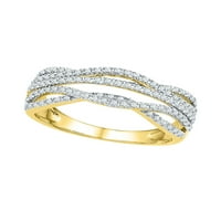 10kt жълто злато дамски кръг диамант тъкана лента пръстен cttw