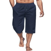 Увиващи се мъже капри шорти с висока талия дъна Хавайски дълги панталони Мъжки под коляното ваканция плажове бяло 2xl