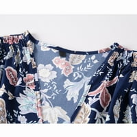 Рокли за жени женски a-line късо ръкав v-образно деколте флорална дължина на коляното Лято горещи продажби A-Line рокли ВМС S