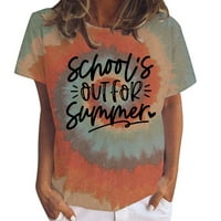 Clearance Женски старши клас на вратовръзка багрила тениска модерна tye die die fortleke graphic tees school school sclogation party tee върхове 02-кафяв m