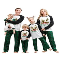 Thaisu съвпадащи семейни пижами комплекти коледни PJ с лосове букви, отпечатани с дълъг ръкав и долни салони