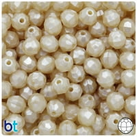 Beadtin Natural Pearl фасетирани кръгли пластмасови мъниста