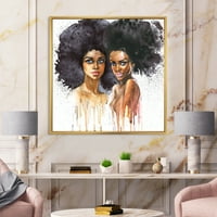 Дизайнарт 'портрет на две Афроамериканки' модерна рамка платно стена арт принт