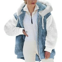 Жени с качулка руно яке извън огромно зимно топло палто размита качулка с дълъг ръкав топъл жилетка плюс размер връхни дрехи с джобове
