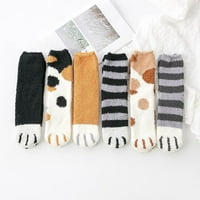 Женски коледни чорапи за нокти, зимен топъл чорап, коралов кадифе, чорап, котка уютни пухкави чехли чорапи D2Z0