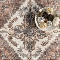 нулум тиндра персийски Медальон машинно пране площ килим, 5 '3 8', ръжда