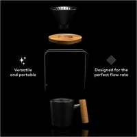 Bilot Artisan Series Pour-Over Coffee Maker Комплект с керамичен конус, дървен пръстен и стойка от неръждаема стомана, 1- чаша личен размер- бамбукови акценти, лесни за почистване, BPA безплатно