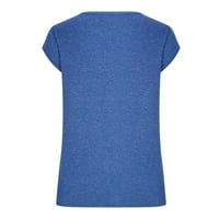 Плюс размер женски резервоари Топс на жените през лятото V-образно деколте за ретро ръкав ретро любовна тениска тениска сини xxl