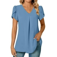 Жени тениски свободни годни графичен шифон v шия с къс ръкав на туника, подходящ за гамаши тениски ризи за жени