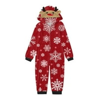 Yubatuo Коледно семейство съвпадение на качулки пижами комплекти снежинка с дълъг ръкав отгоре с лос рог качулка