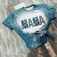 Дамски тениски Просверие летни букви Печат тениски модерни риза вратовръзка-багрило Мама с къси ръкави върхове блуза