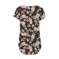 Fnochy дамски блузи облечени ежедневно лято голям просвет мода v-nec floral print tunic tups button