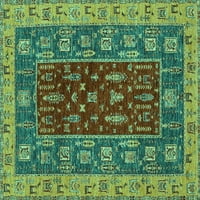 Ahgly Company Indoor Rectangle Abstract Turquoise Blue Modern Area Rugs, 4 '6'