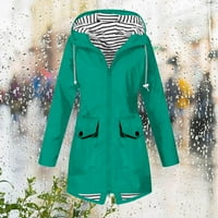 Женско яке за дъжд плюс размер дълъг дъждовен лек тежест с качулка с качулка на открито копаещо палто водоустойчиви якета с джобове зелено xxxxl