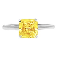 2.5ct Asscher Cut Yellow симулиран диамант 14k бяло злато годишнина годежен пръстен размер 6.75