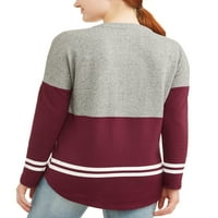 Без граници юношески дантела нагоре Университетска ивица цвят блок пуловер суитчър