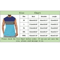 Мъжки пролет и лято от свободното време спортен фитнес зашиване на ивици Цвят печат без ръкави тениска с жилетка памучна смес с дълъг ръкав с дълъг ръкав за мъже