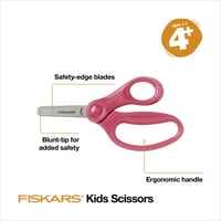 Fiskars с тъпчета детски ножици с обвивка - розово, 1бр.