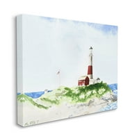 Ступел Индъстрис червени райета фар на крайбрежна Клиф платно стена изкуство, 30, дизайн от Мелиса Хаят ООД