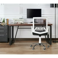 Мебели на Америка Хърбърт регулируем офис стол ергономичен бюро стол в бяло и черно Плат