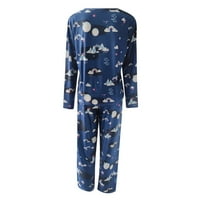 Пижама жени lntimate удобно домашно отпечатано пижама Око три комплекти тъмно син XL