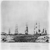 Китове и китолов, 1871. Nlithograph, американец. Печат на плакат от