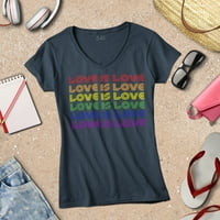 S4e женската любов е любов дъга гей гордост тънък приспособен тениска с v-образно деколте голям въглен