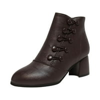 Cowgirl Boots for Women Toide Toe Fashion Clearance Жените ботуши ретро дебели токчета обувки с висок ток плюс размер ботуши с цип