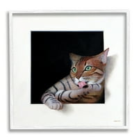 Ступел индустрии човек котка оформяне зелени очи оптична илюзия Живопис бяла рамка изкуство печат стена изкуство, дизайн от Алън Уестън